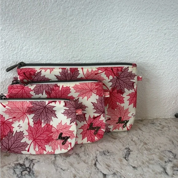 Lug Maple Leaf Print Pouch Set of 3 - Picture 1 of 6